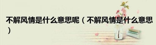 什么叫不解风情的意思(什么叫不解风情的人)-第1张图片-