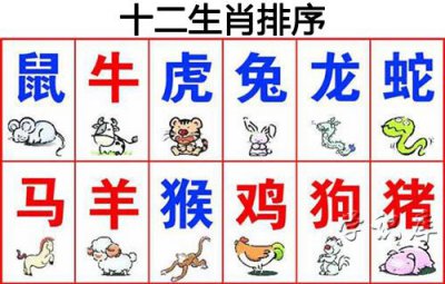 ​十二生肖排序，生肖表十二顺序