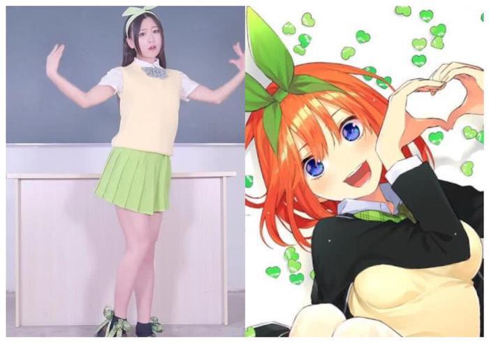 五等分的花嫁真人版pk动漫,一花美到认不出,四叶胖出水桶腰!