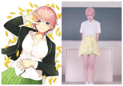 ​五等分的花嫁真人版pk动漫，一花美到认不出，四叶胖出水桶腰！