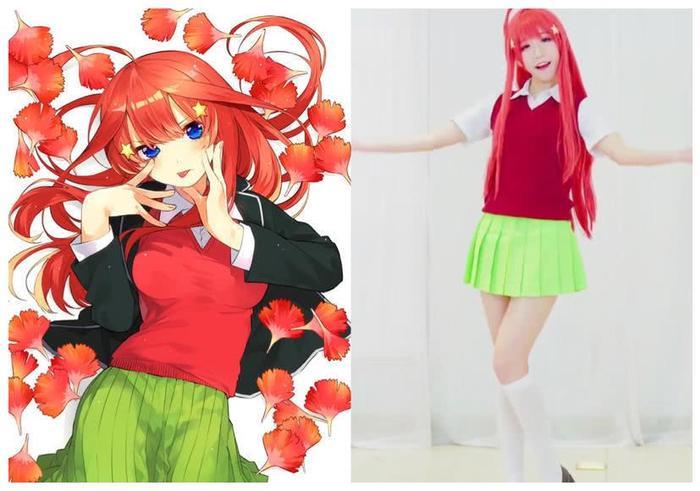 五等分的花嫁真人版pk动漫,一花美到认不出,四叶胖出水桶腰!