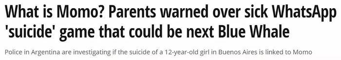 从都市传说变成下一个蓝鲸游戏，“momo女孩”会诱导孩子自杀？！