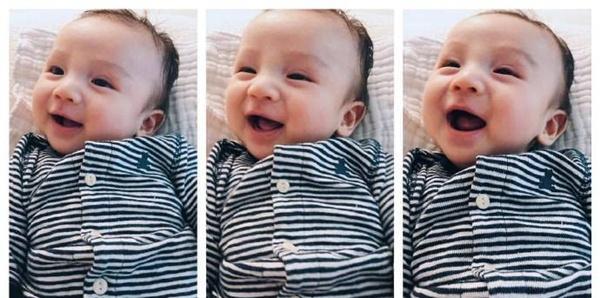 魏如萱晒三个月的儿子,面带笑容非常萌,网友太可爱了!