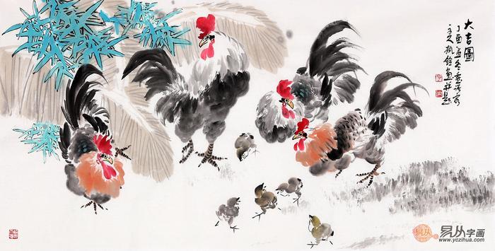 国画花鸟画常见题材——公鸡图欣赏