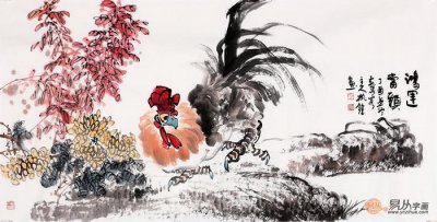 ​国画花鸟画常见题材——公鸡图欣赏