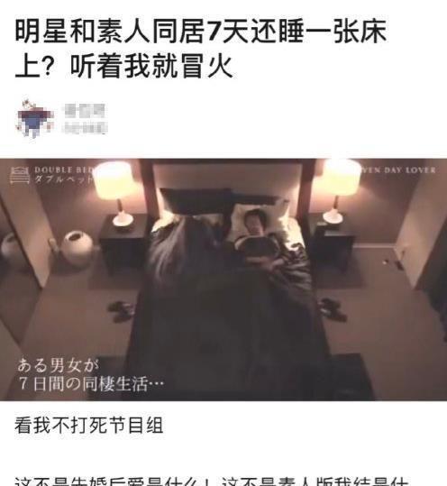 日本新综艺刷新尺度,明星与素人同居还睡一张床!网友:无法理解