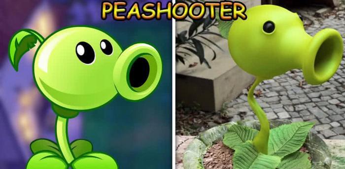 当植物大战僵尸走进现实，火焰树桩难得一见，豌豆射手难以置信？