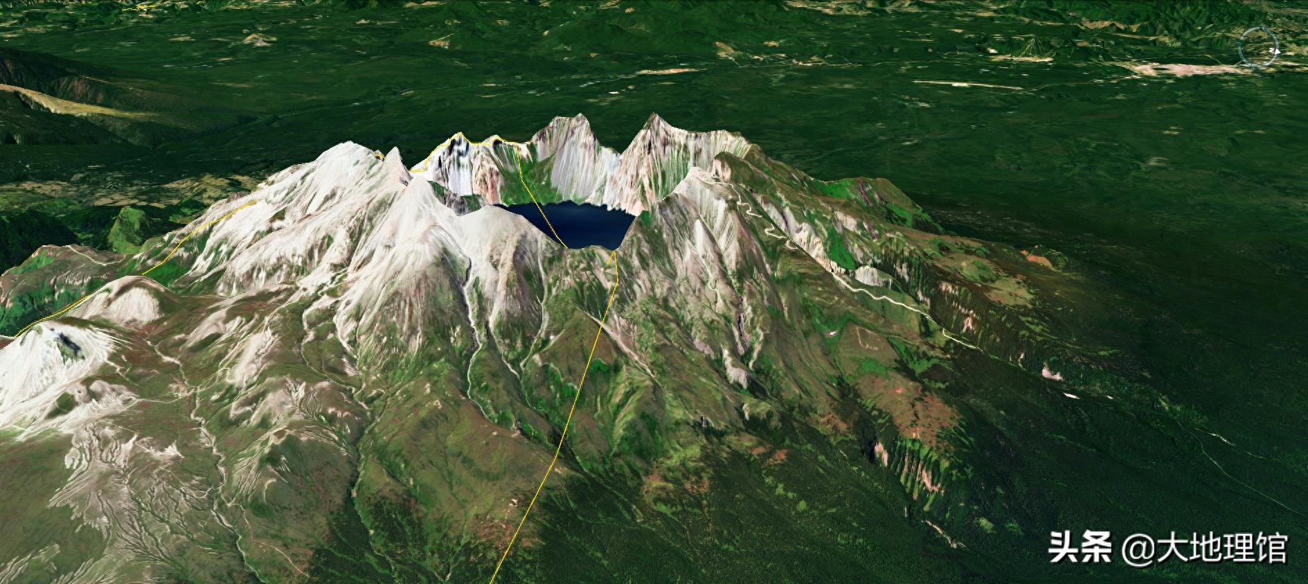 高清3D地图,俯瞰美丽的长白山天池