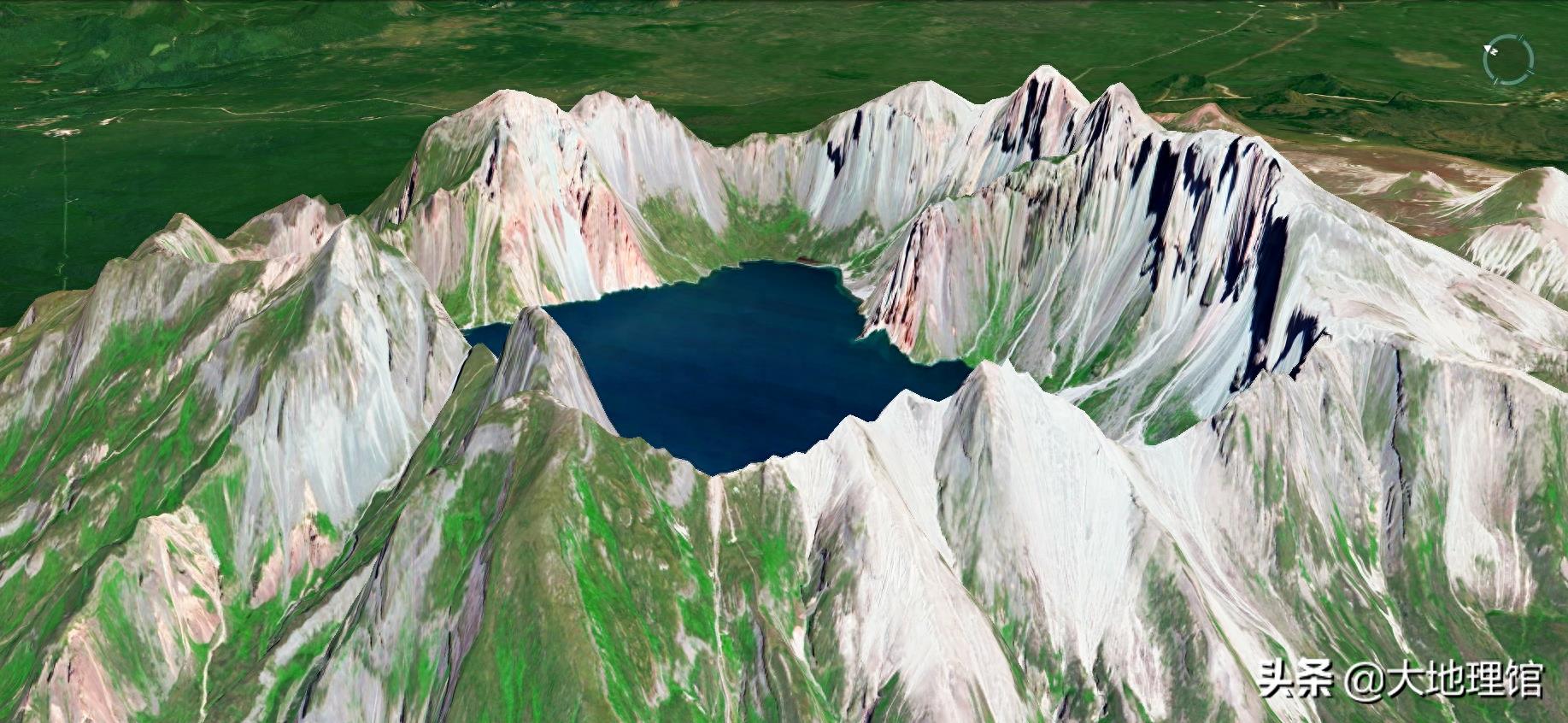 高清3D地图,俯瞰美丽的长白山天池