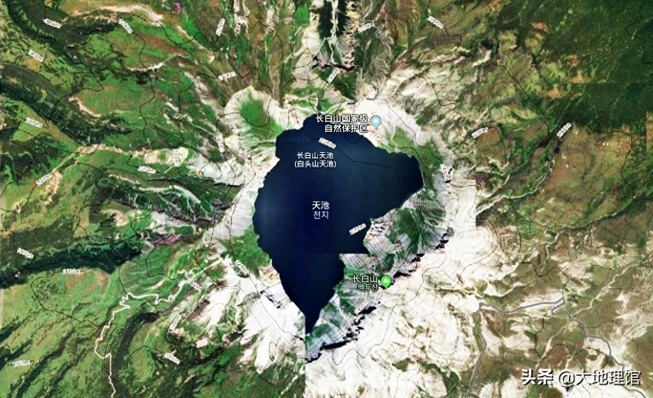 高清3D地图,俯瞰美丽的长白山天池