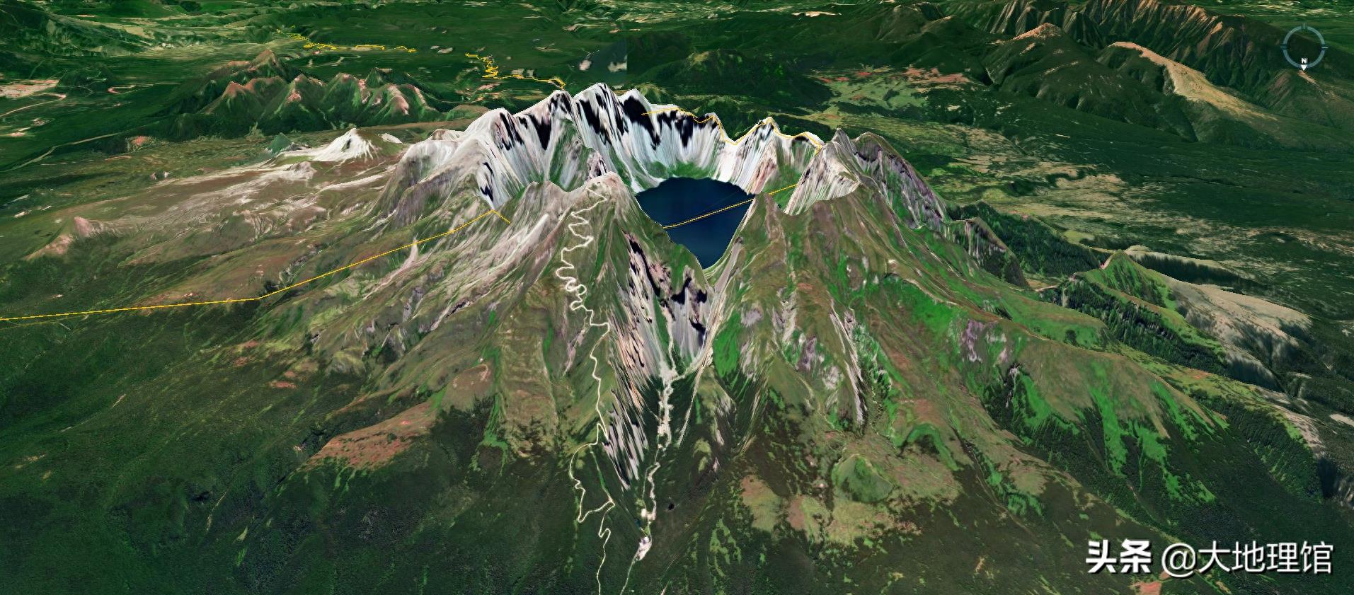 高清3D地图,俯瞰美丽的长白山天池