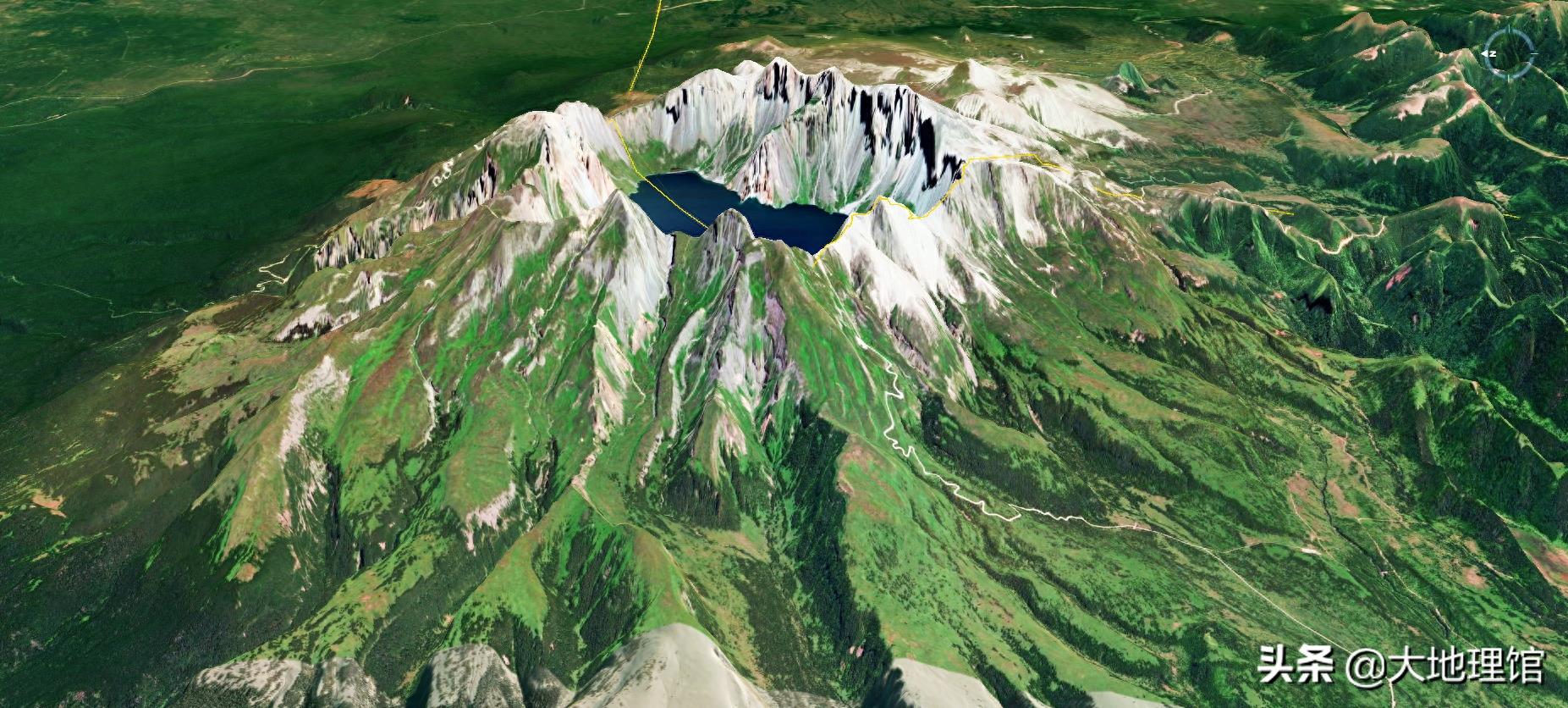 高清3D地图,俯瞰美丽的长白山天池