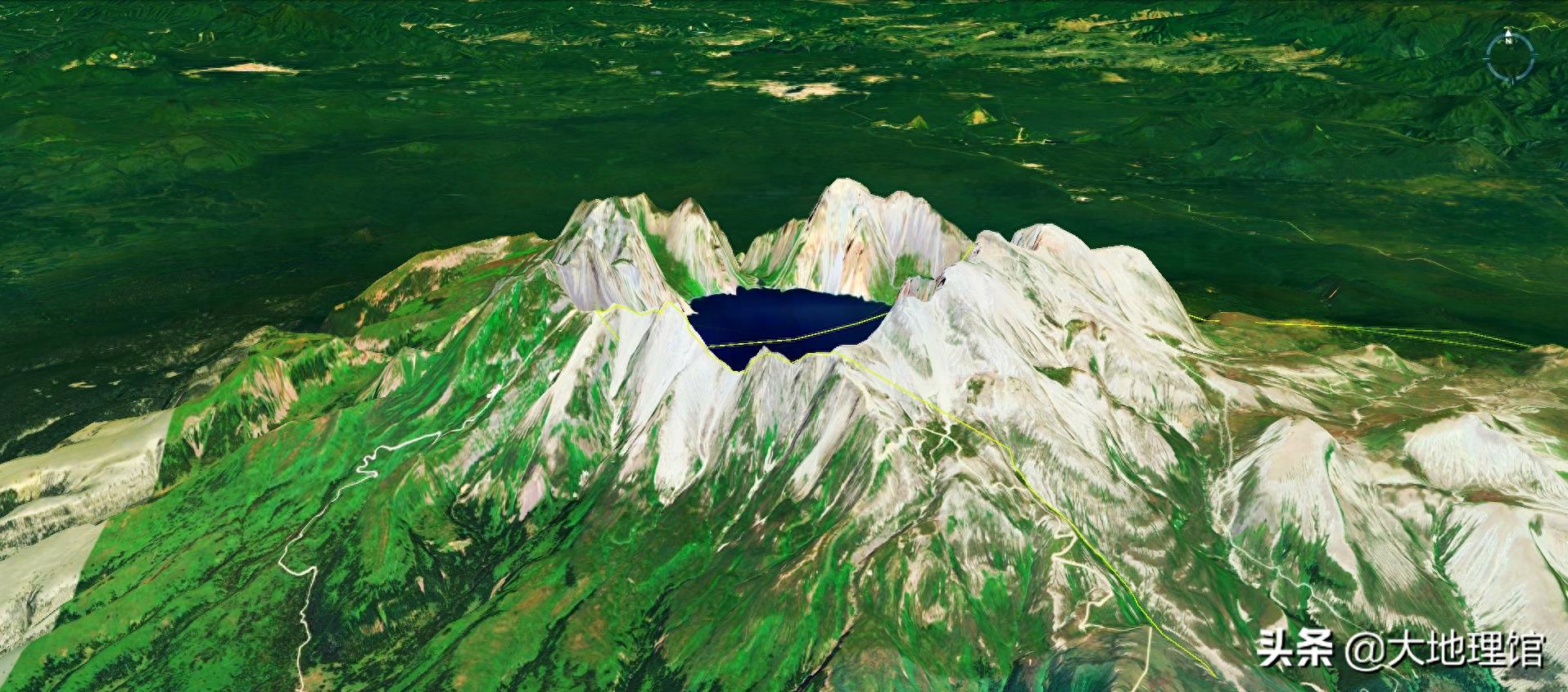 高清3D地图,俯瞰美丽的长白山天池