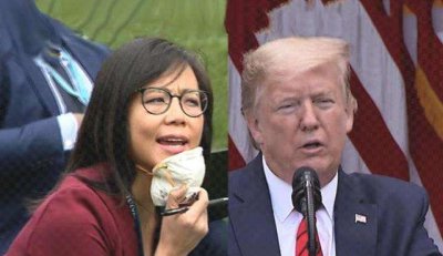 ​华裔女记者蒋维佳，装扮女人味十足，言辞犀利连特朗普都招架不住