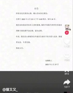 ​24岁女网红猫又又去世，去世前一天直播称三天没吃饭，没钱交房租